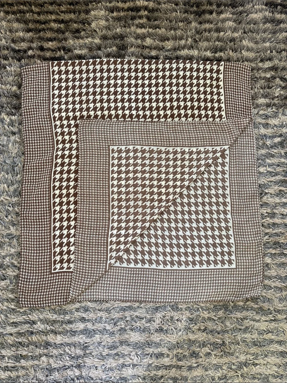 New! Beige Houndstooth Lightweight Scarf - Women’s Neutral Wrap